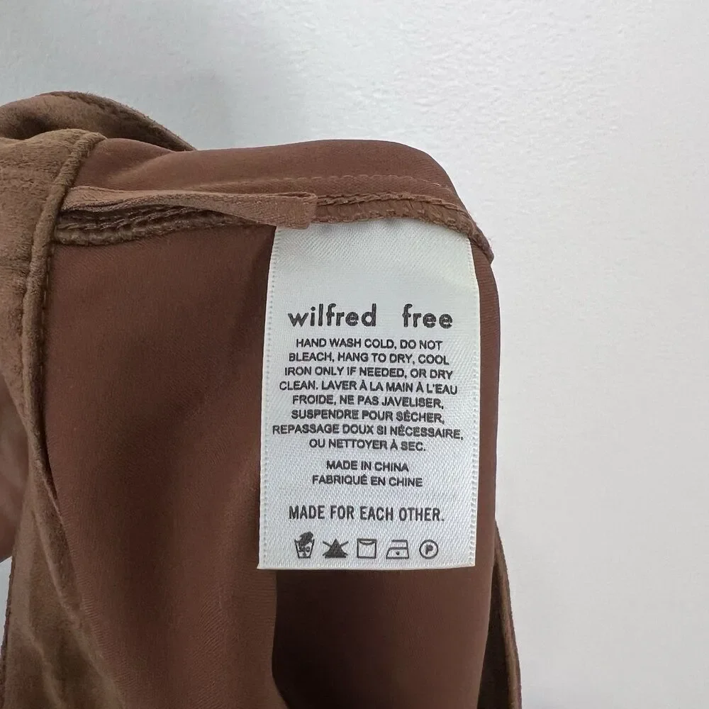 Aritzia Wilfred Free Leah Faux Suede Mini Skirt Size 0 Camel Brown Cognac